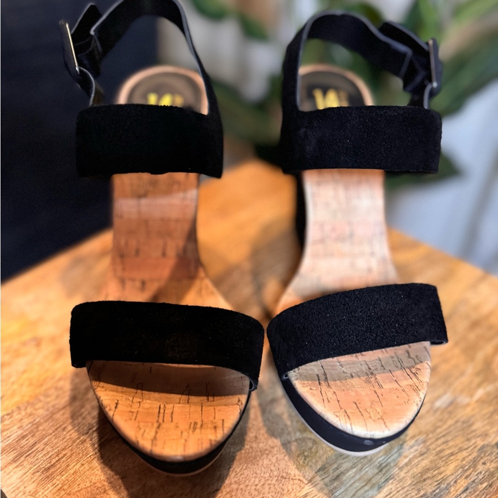 14th and Union Black Suede Platform Wedge